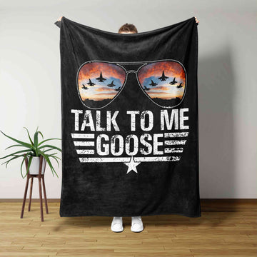 Talk To Me Goose Jet Fighter Sunglasses Blanket, Top Gun Sunglass Blanket, Family Blanket, Gift Blanket