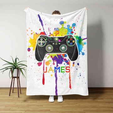 Gaming Blanket, Game Blanket, Blanket For Gamer, Custom Name Blanket, Gift Blanket