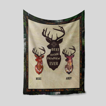 Best Buckin Pawpaw Ever Blanket, Grandpa Blanket, Deer Blanket, Hunter Blanket, Custom Name Blanket