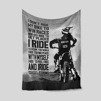 I Don't Ride My Bike To Win Races Blanket, Dirt Bike Blanket, Motorbike Blanket, Custom Name Blanket