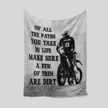 Personalized Name Blanket, Dirt Bike Blanket, Motorbike Blanket, Racing Blanket, Gift Blanket
