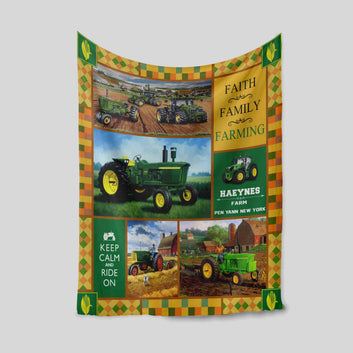 Faith Family Farming Blanket, Truck Blanket, Tractor Blanket, Farm Blanket, Custom Name Blanket