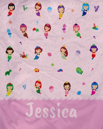 Personalized Custom Cozy Plush Fleece Blanket (Mermaid), Ships from US - Add Your Name - Customizable Throw Keepsake Blanket Babies, Boys, Girls, Toddlers...