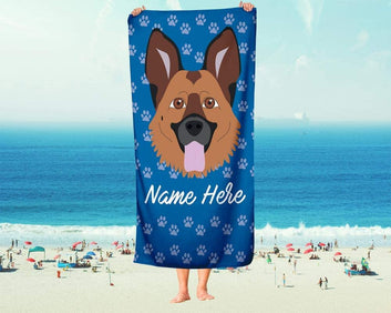 Personalized Corner Custom Pet Dog Breed Beach Towels 30 Breeds to Choose from - Large Adults Childrens Towel for Outdoor Boy Girl Fun Pool Bath Kid Baby...