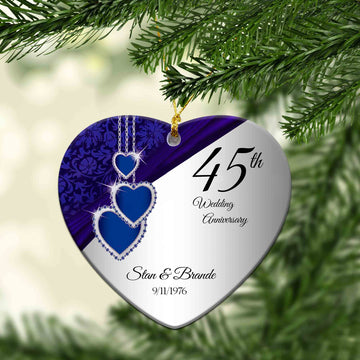 Anniversary Ornament, Heart Ornament, Christmas Ornaments, Custom Name Ornaments, Custom Milestone Anniversary Ornaments