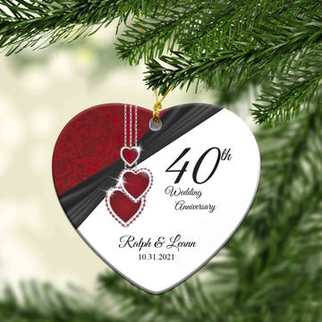 Anniversary Ornament, Heart Ornament, Custom Name Ornaments, Christmas Ornaments, Ornament Gifts