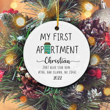 First Apartment Christmas Ornament, Personalized Christmas Ornaments, New Home Christmas Ornament Gift For Apartment, Christmas Ornaments
