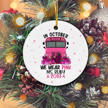 In October We Wear Pink Ornament, Personalized Christmas Ornaments, Breast Cancer Ornaments, Christmas Ornaments, Holiday Ornaments, Ornament Gifts