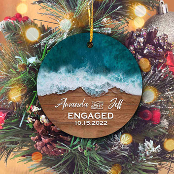 Engagement Ornament, Personalized With Names And Date Ornament, Engagement Christmas Gift Ornament, Custom Christmas Engaged Ornament, Christmas Ornaments