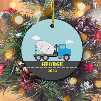 Personalized Kids Dump Truck Custom Christmas Ornament, Personalized Kids Ornament With Name And Year, Name And Year Keepsake Kids Ornament