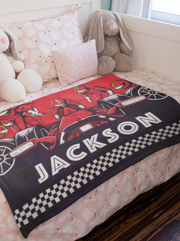 Personalized Custom Cozy Plush Fleece Blanket (Formula Car), Ships from US - Add Your Name - Customizable Throw Keepsake Blanket Babies, Boys, Girls,...