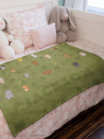 Personalized Custom Cozy Plush Fleece Blanket (Animals), Ships from US - Add Your Name - Customizable Throw Keepsake Blanket Babies, Boys, Girls, Toddlers...
