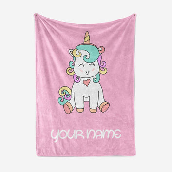 Personalized Corner Custom Pink Fluffy Fleece Throw Blanket for Girls Baby Bed - Plush Throws Couch Twin Size Blankets Room Decor