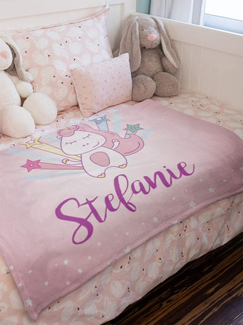 Personalized Custom Cozy Plush Fleece Blanket (Unicorn), Ships from US - Add Your Name - Customizable Throw Keepsake Blanket Babies, Boys, Girls, Toddlers...