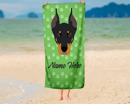 Personalized Corner Custom Doberman Beach Towels - Extra Large Adults Childrens Towel for Outdoor Boy Girl Fun Pool Bath Kid Baby Toddler Boys Girls …