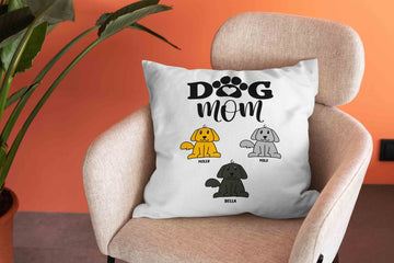 Dog Mom Pillow, Pet Pillow, Dog Pillow, Paw Pillow, Personalized Name Pillows, Family Pillow, Pillow Gift
