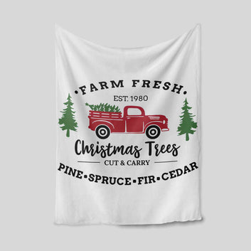 Farm Fresh Christmas Trees Blanket, Christmas Blanket, Custom Name Blanket, Family Blanket, Gift Blanket