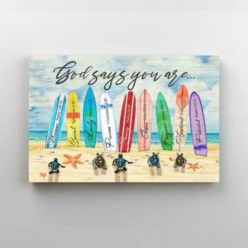 God Says You Are Canvas, Turtle Canvas, Starfish Canvas, God Canvas, Wall Art Canvas