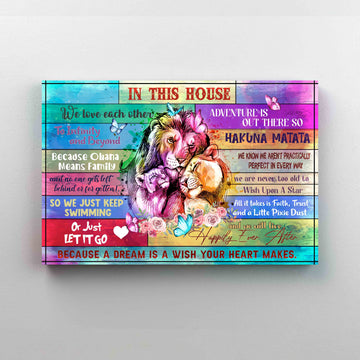 In This House Canvas, The Lion Canvas, Love Quotes Canvas, Wall Art Canvas