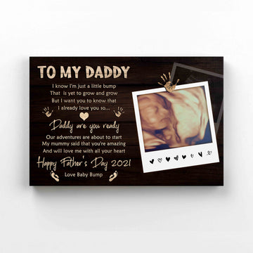 Personalized Image Canvas, To My Daddy Canvas, Ultrasound Canvas, Baby Bump Canvas, Custom Name Canvas
