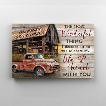 Personalized Name Canvas, The Most Wonderful Thing Canvas, Wedding Anniversary Canvas, Farm Canvas