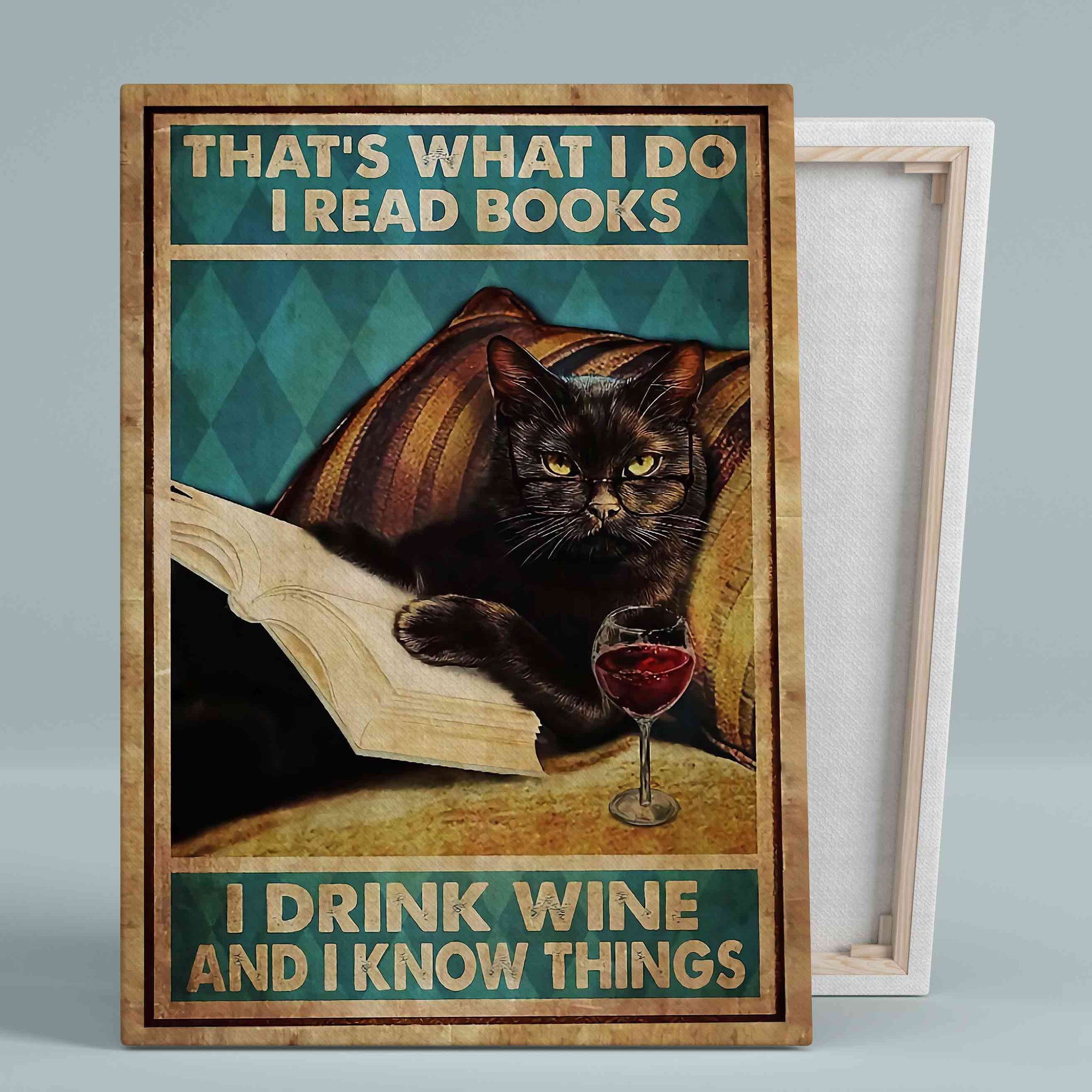 That's What I Do Canvas, I Read Books Canvas, Black Cat Canvas, Cat Canvas, Wall Art Canvas