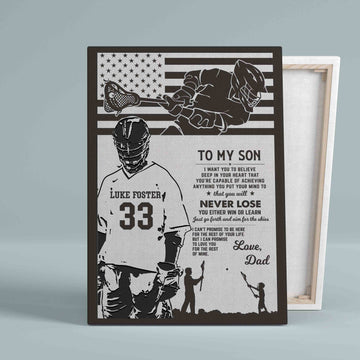 To My Son Canvas, Lacrosse Canvas, American Flag Canvas, Wall Art Canvas, Gift Canvas