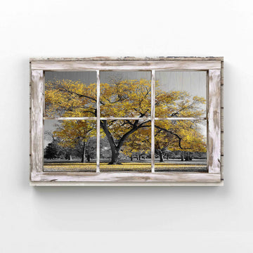 Tree Of Life Canvas, Rustic Window Canvas, Living Room Canvas, Gift Canvas