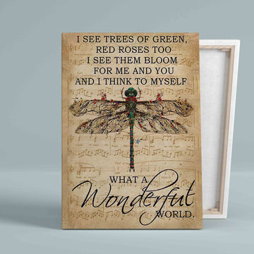 What A Wonderful World Canvas, Lyrics Canvas, Dragonfly Canvas, Music Canvas, Gift Canvas
